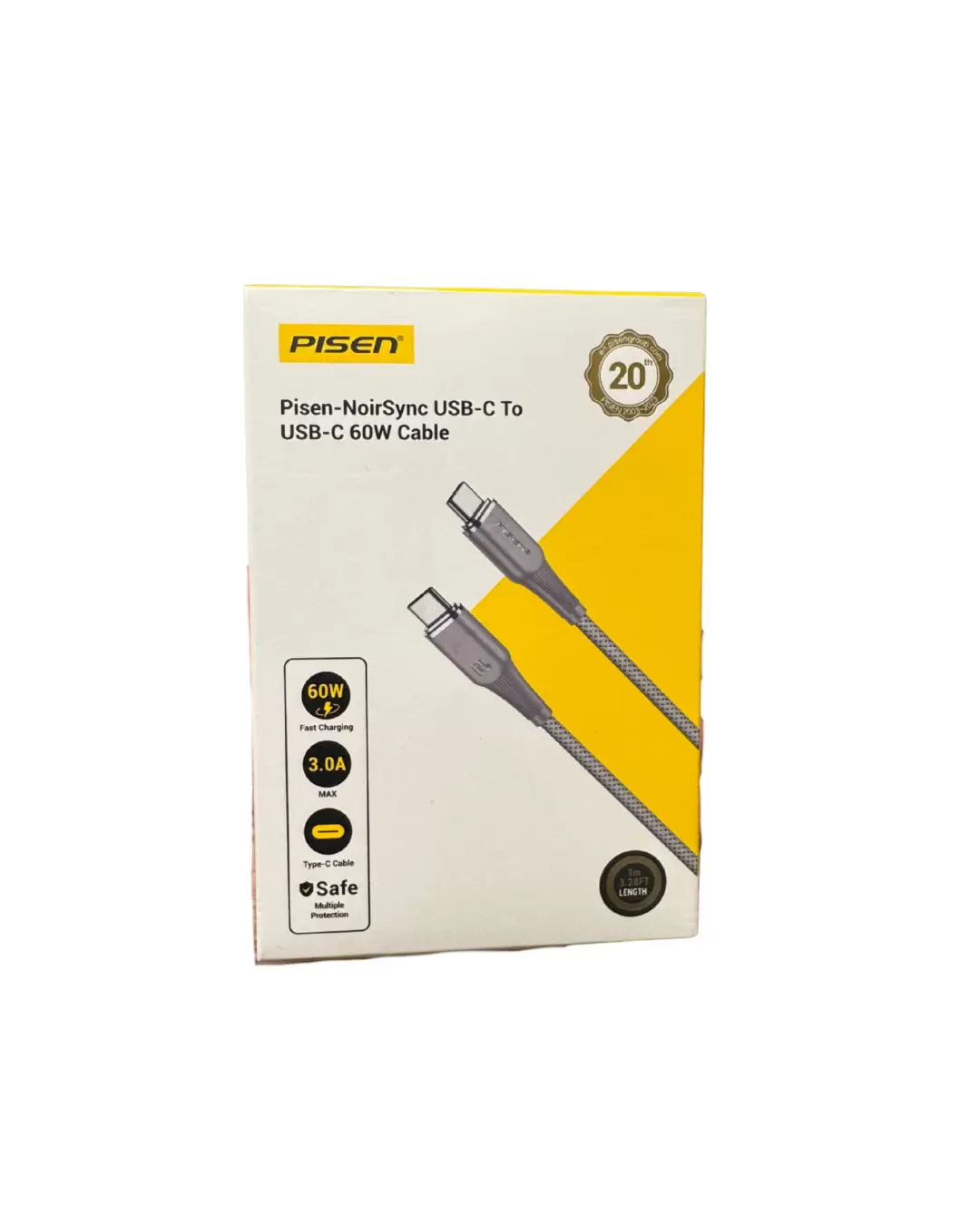 Cable Pisen NoirSync USB-C a USB-C Mallado 60W 1m Original