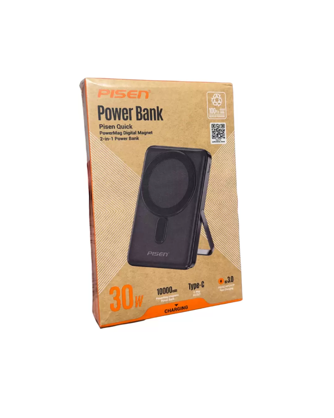 Power Bank Pisen Quick PowerMag Digital Magnet 2-in-1 30W 10000mAh Original